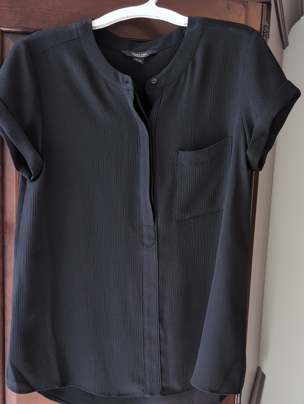 Simply Vera Vera Wang Black Short-Sleeve Round-Neck Blouse